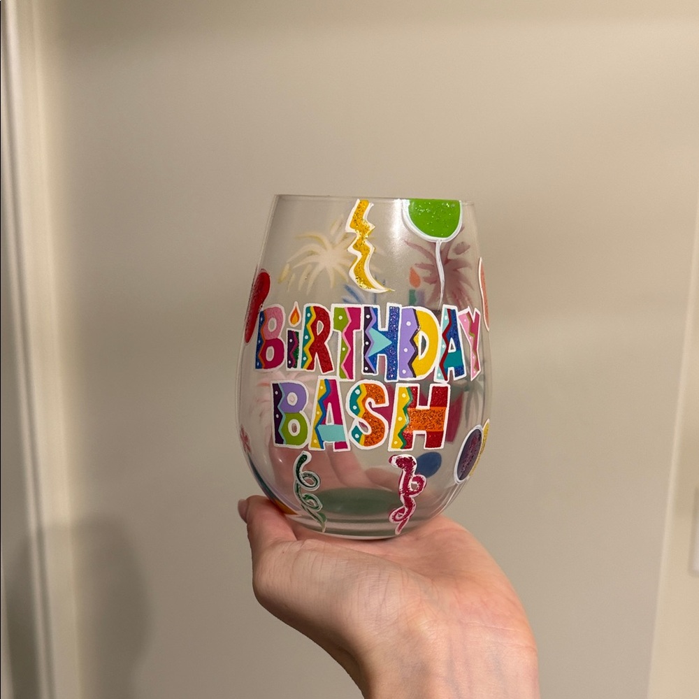 Birthday Bash Colorful Stemless Wine Glass